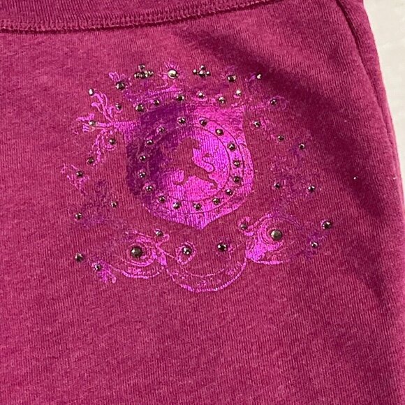 Vintage Express Tricot Fleece Pant Pink Wide Leg Pull On Sequin Logo 90s Y2K - Picture 4 of 9